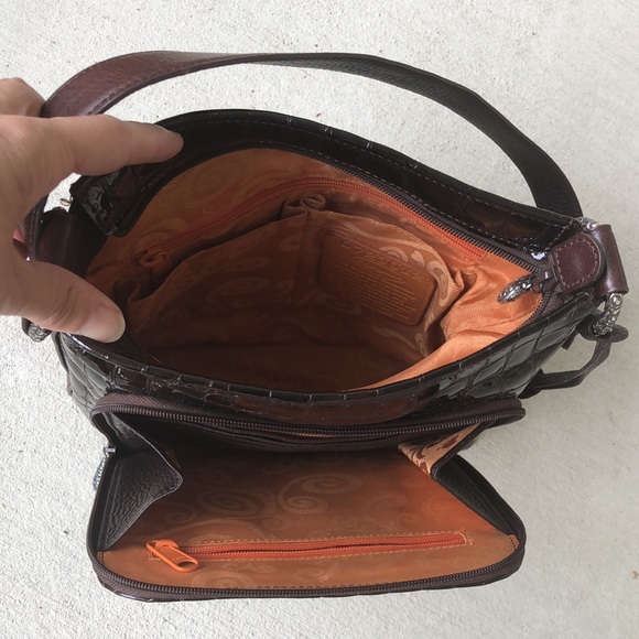 BRIGHTON Reptile Embossed Patent Leather Shoulder Bag - #D723012 - Picture 4 of 15